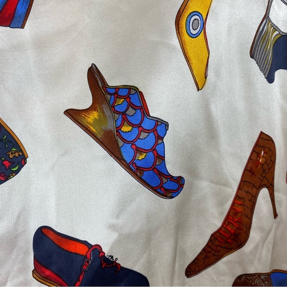 Nancy Heller Vintage silk blouse shoe print - Picture 11 of 17